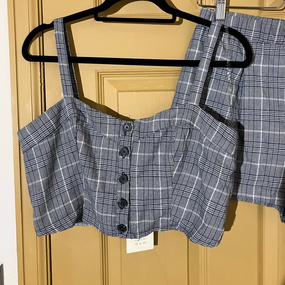 Tillys good luck gem crop top short set coord plaid medium large cute summer - Picture 5 of 8